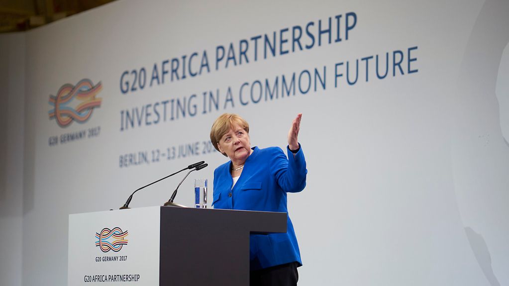 Angela Merkel en la Asociación del G20 con África.